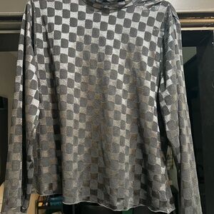 SHEIN Black and Gray Checkered Crop Top